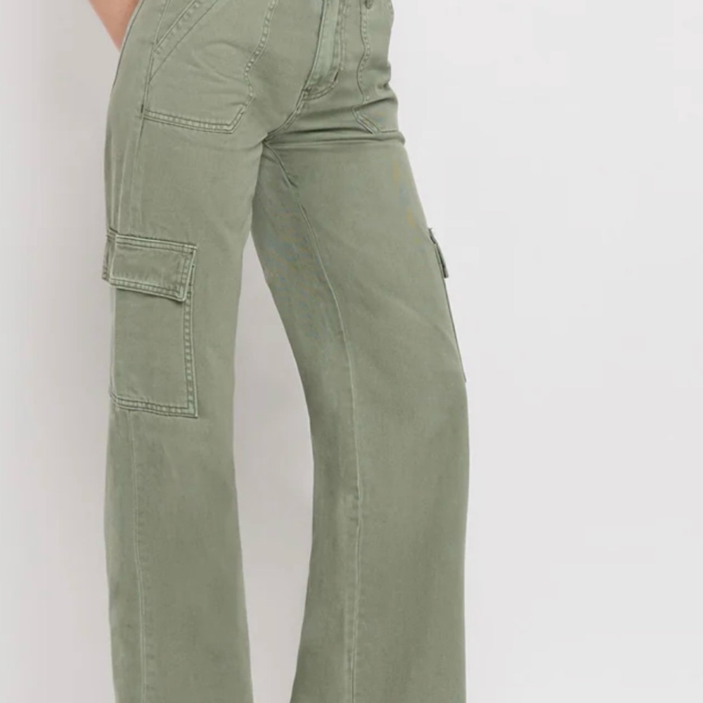 Vervet high Rise Army Olive Green Utility Pants Cargo Wide-Leg Jeans 27 - Picture 4 of 7